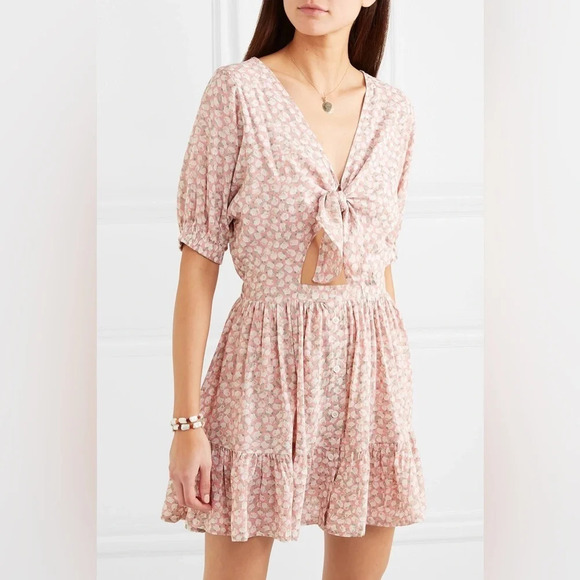 FAITHFULL THE BRAND by ANTHROPOLOGIE Marigot Dress in‎ Pink Azalea Floral - Picture 1 of 8